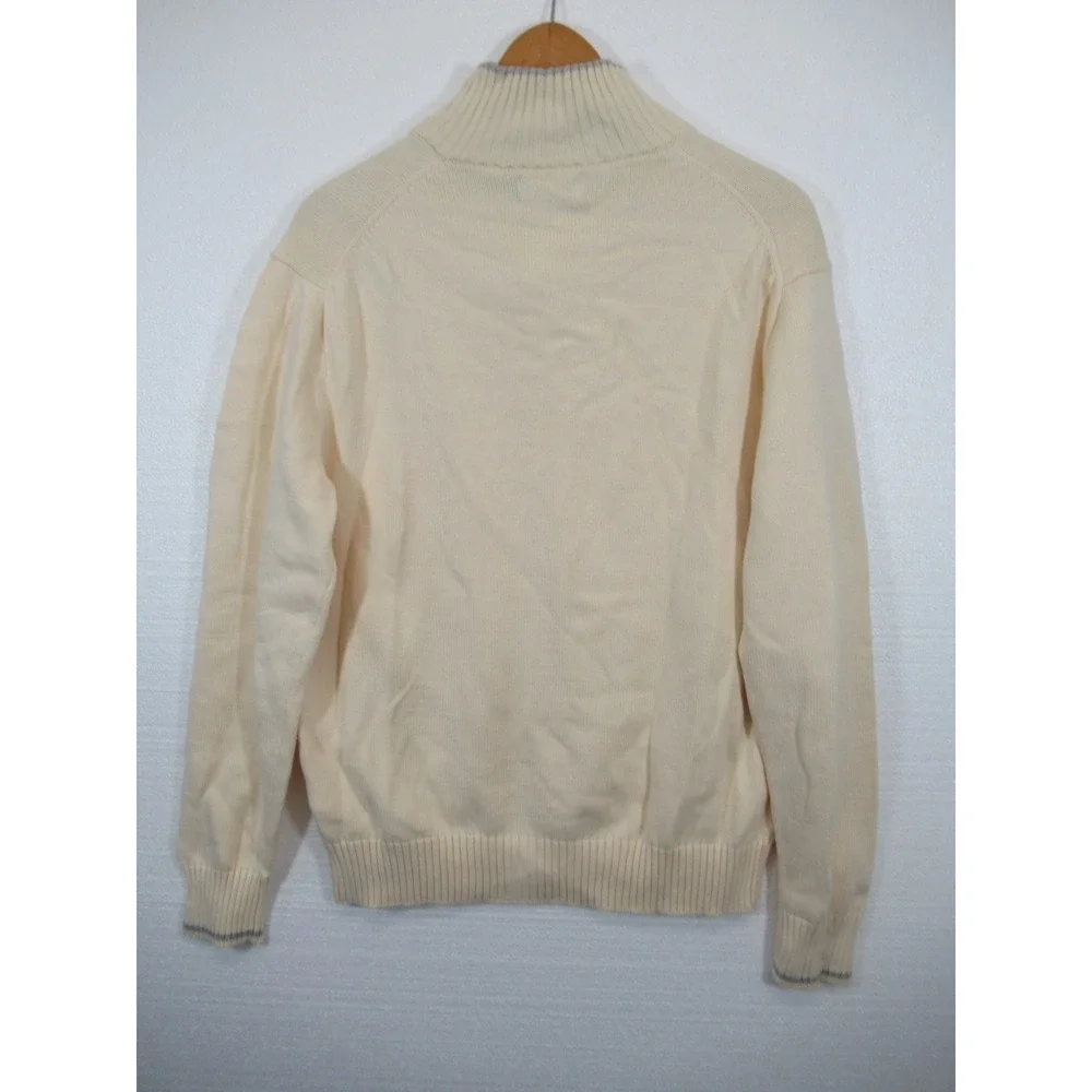 Polo Ralph Lauren Mockneck Sweater Men Large Cream Color Cotton